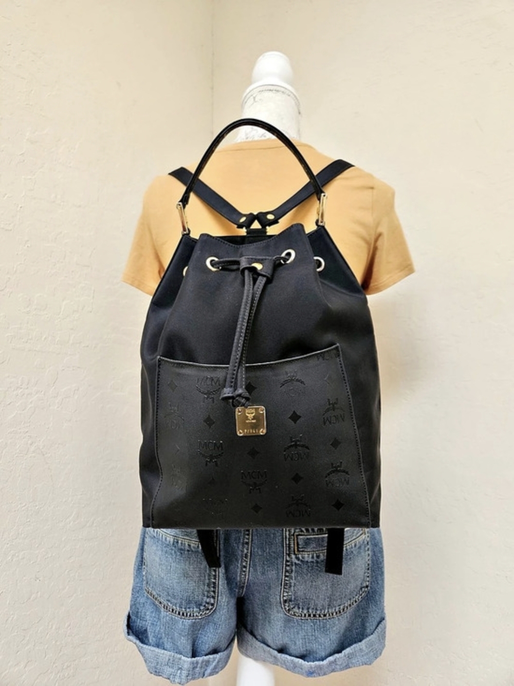 MCM Nylon Drawstring Vintage Backpack AUTHENTIC